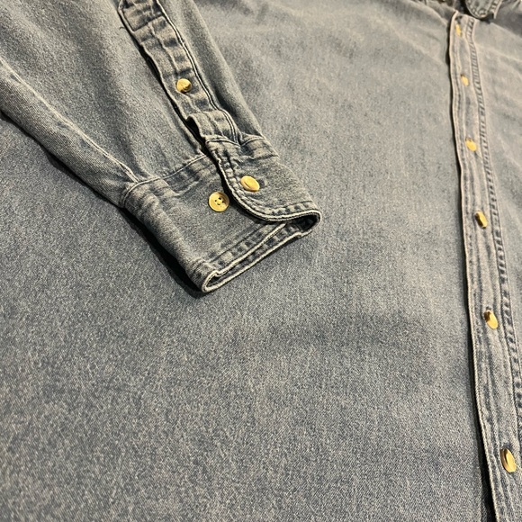 Texas Longhorns Denim Shirt Men’s Lrg Graphic Sports Button Down VTG Y2K 90’s - Picture 7 of 13